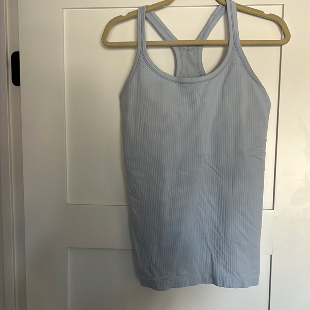 Light Blue Lululemon Women's Tank Top with built in bra. Like new. Size 12.